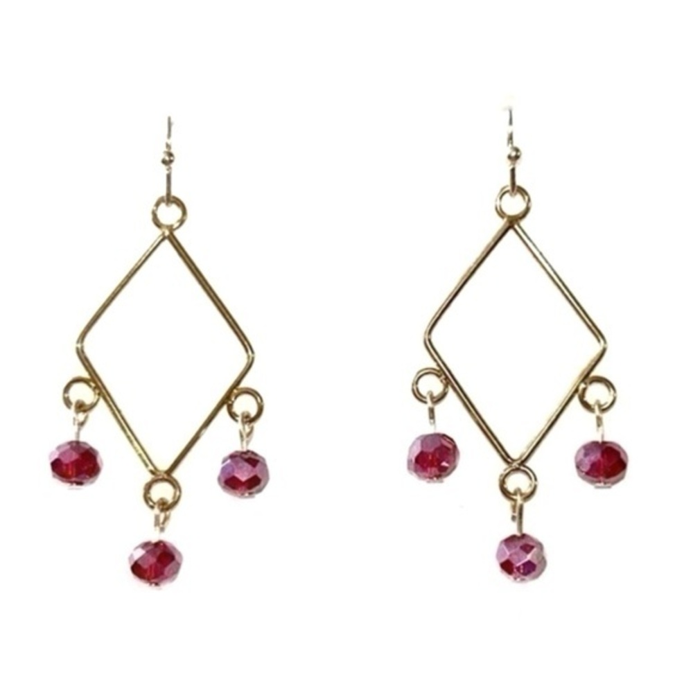 Elegant Gold and Red Dangle Earrings